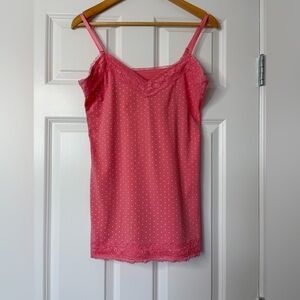 Majorca Pink With White  Polka Dot Lace Trim Cami Size XL
